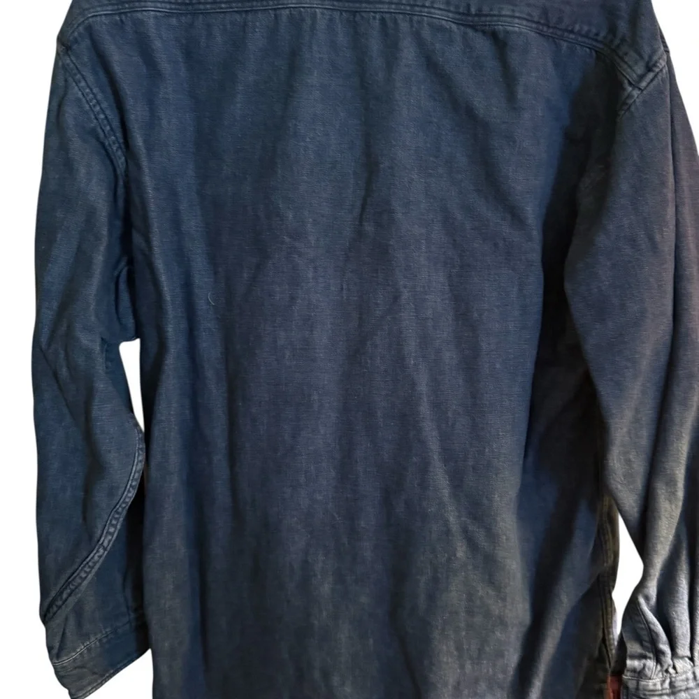 Lands’ End Flannel Lined Denim Shirt Men’s Size L (16–16½) Vintage Workwear